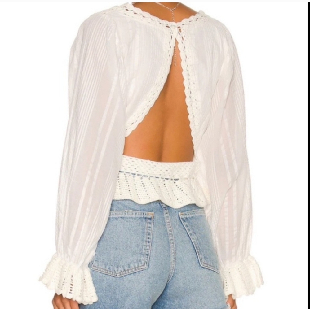 Free People White Crochet Blouse - Picture 3 of 11